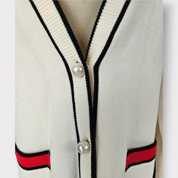 ZARA | cardigan, white with black and red details. | size S - Picture 5 of 5
